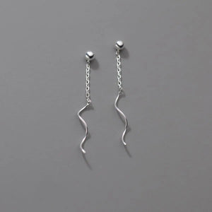 925 Silver Earrings Stud Ball Wave Chain Woman Drop Chain Earring