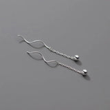 925 Silver Earrings Stud Ball Wave Chain Woman Drop Chain Earring