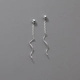 925 Silver Earrings Stud Ball Wave Chain Woman Drop Chain Earring
