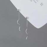 925 Silver Earrings Stud Ball Wave Chain Woman Drop Chain Earring