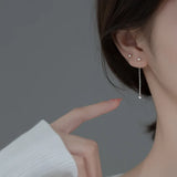 925 Sterling Silver Earrings For Women Stud Chain