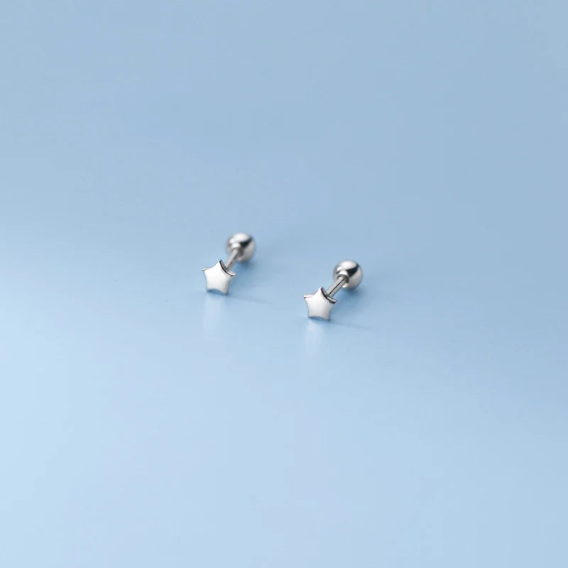 925 Silver Small Star Stud Earrings for Women
