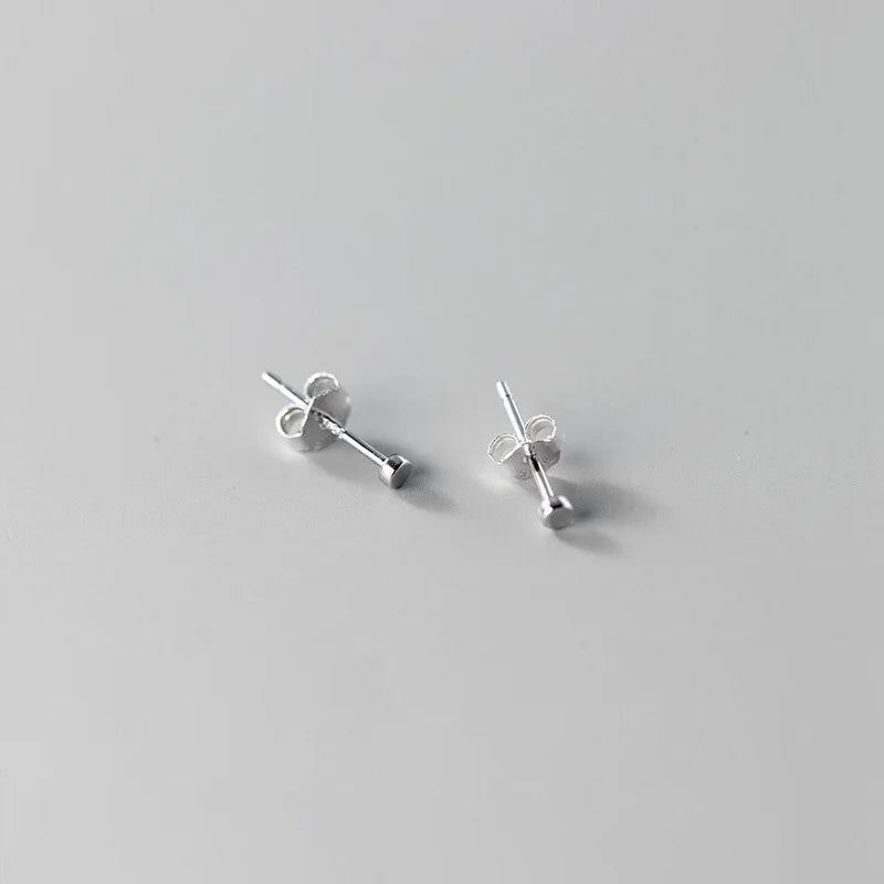 925 Silver Stud Earrings for Women Round Small