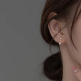 925 Silver Earrings Synthetic Pearl Stud Small Woman Two Styles