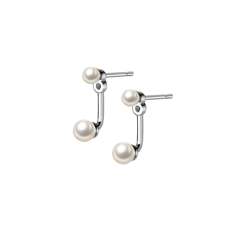 925 Silver Earrings Synthetic Pearl Stud Small Woman Two Styles