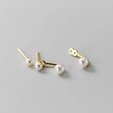 925 Silver Earrings Synthetic Pearl Stud Small Woman Two Styles