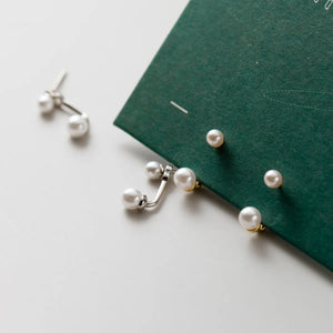 925 Silver Earrings Synthetic Pearl Stud Small Woman Two Styles