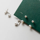 925 Silver Earrings Synthetic Pearl Stud Small Woman Two Styles