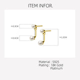925 Silver Earrings Synthetic Pearl Stud Small Woman Two Styles