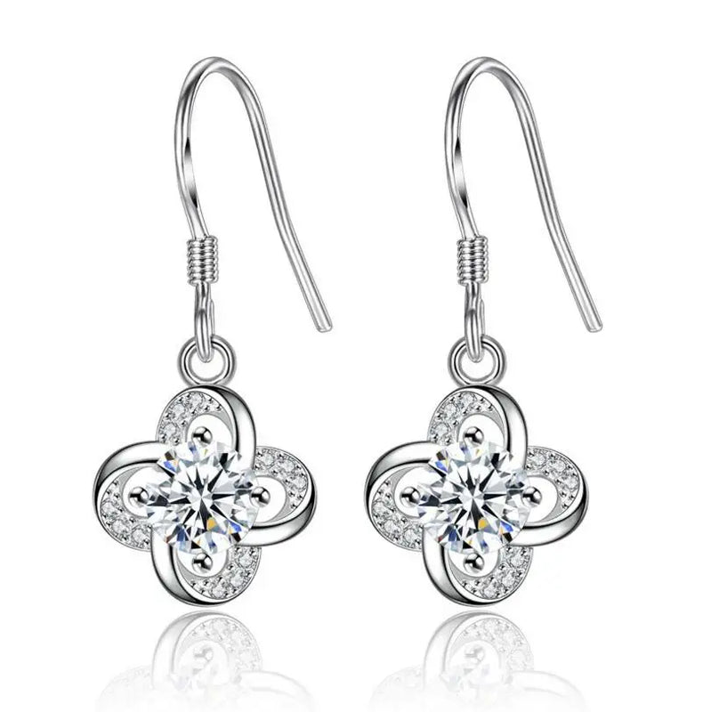 925 Silver Zirconia Heart Twist Earrings S-E499
