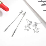 925 Silver Zirconia Star Tassel Earrings Ear Chain