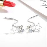 925 Silver Zirconia Star Tassel Earrings Ear Chain