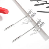 925 Silver Zirconia Star Tassel Earrings Ear Chain
