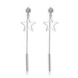 925 Silver Zirconia Star Tassel Earrings Ear Chain