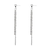 925 Silver Geometric Crystal Tassel Earrings Wedding Jewelry