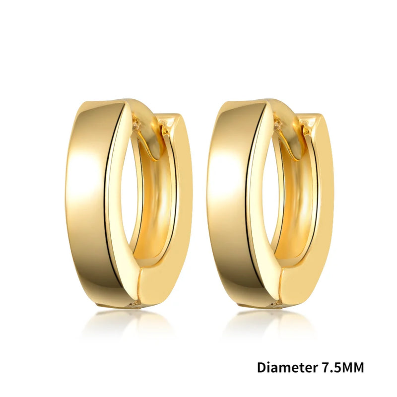 925 Silver Round Hoop Earrings, Geometric Design for Women Men