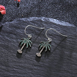 925 Silver Green Tree Zircon Drop Earrings Women Party Jewelry