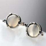 925 Silver Vintage Earrings with Natural Stone Thai Tremella Nail