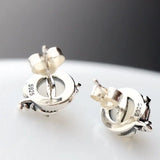 925 Silver Vintage Earrings with Natural Stone Thai Tremella Nail