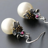 925 Silver Earrings w/ Pearls Inlay