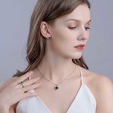 925 Silver Heart Nano Emerald Stud Earrings Women Anniversary Jewelry