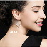 925 Sterling Silver Platinum Hoop Earrings for Women