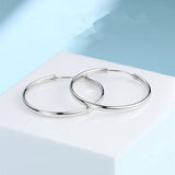 925 Sterling Silver Platinum Hoop Earrings for Women
