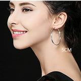 925 Sterling Silver Platinum Hoop Earrings for Women