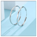 925 Sterling Silver Platinum Hoop Earrings for Women