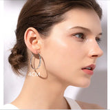 925 Sterling Silver Platinum Hoop Earrings for Women