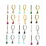 925 Silver Earrings Geometric Water Drop Diamond Celi French Hoop Jewelry