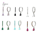 925 Silver Earrings Geometric Water Drop Diamond Celi French Hoop Jewelry