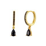 925 Silver Earrings Geometric Water Drop Diamond Celi French Hoop Jewelry