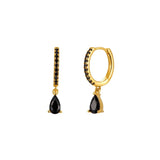 925 Silver Earrings Geometric Water Drop Diamond Celi French Hoop Jewelry
