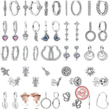 925 Silver Earrings Infinite Love Heart Crystal Moon Sun Ruby Original Pandora