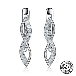 925 Silver Earrings Infinity Love Zircon Clip Earring for Women
