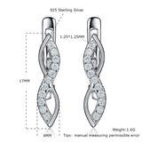 925 Silver Earrings Infinity Love Zircon Clip Earring for Women