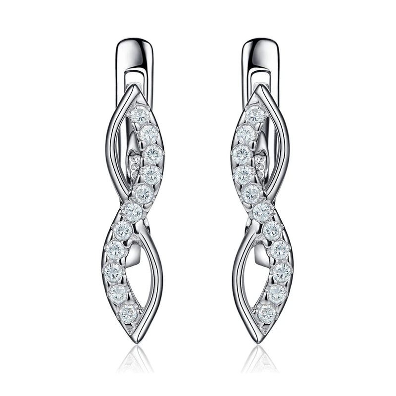 925 Silver Earrings Infinity Love Zircon Clip Earring for Women