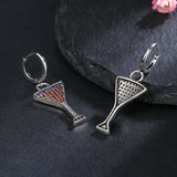925 Silver Champagne Glasses Drop Earrings Zircon Party Jewelry