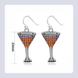 925 Silver Champagne Glasses Drop Earrings Zircon Party Jewelry