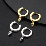 925 Silver Moissanite Skull Drop Earrings Trendy Unisex Gift