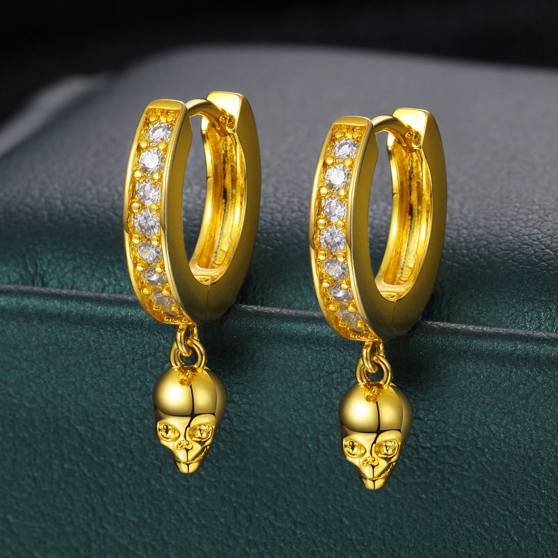 925 Silver Moissanite Skull Drop Earrings Trendy Unisex Gift