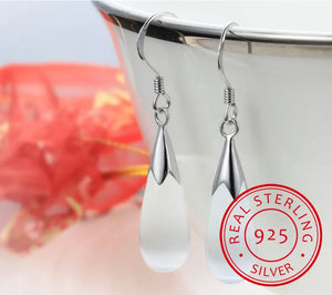 Moonlight Opal Water Droplets Zircon Drop Earrings Sterling Silver S-e463