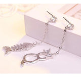 925 Silver Tassel Earrings CZ Zirconia Cat Fish Oorbellen Brincos