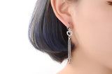925 Silver Earrings CZ Heart Beads Tassel Earrings Women S-E400