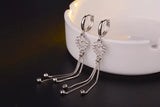 925 Silver Earrings CZ Heart Beads Tassel Earrings Women S-E400