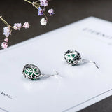925 Silver Green Crystal Dangle Earrings for Women
