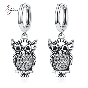 925 Silver Owl Drop Earrings Party Jewelry Women Gift