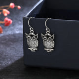 925 Silver Owl Drop Earrings Fine Gift for Women