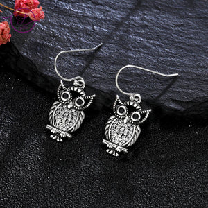925 Silver Owl Drop Earrings Fine Gift for Women